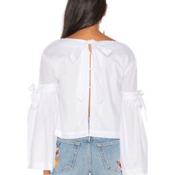 Free People So Obviously Yours Bell Sleeves Top Blouse in White MSRP $98 Size Xs - Picture 2 of 7